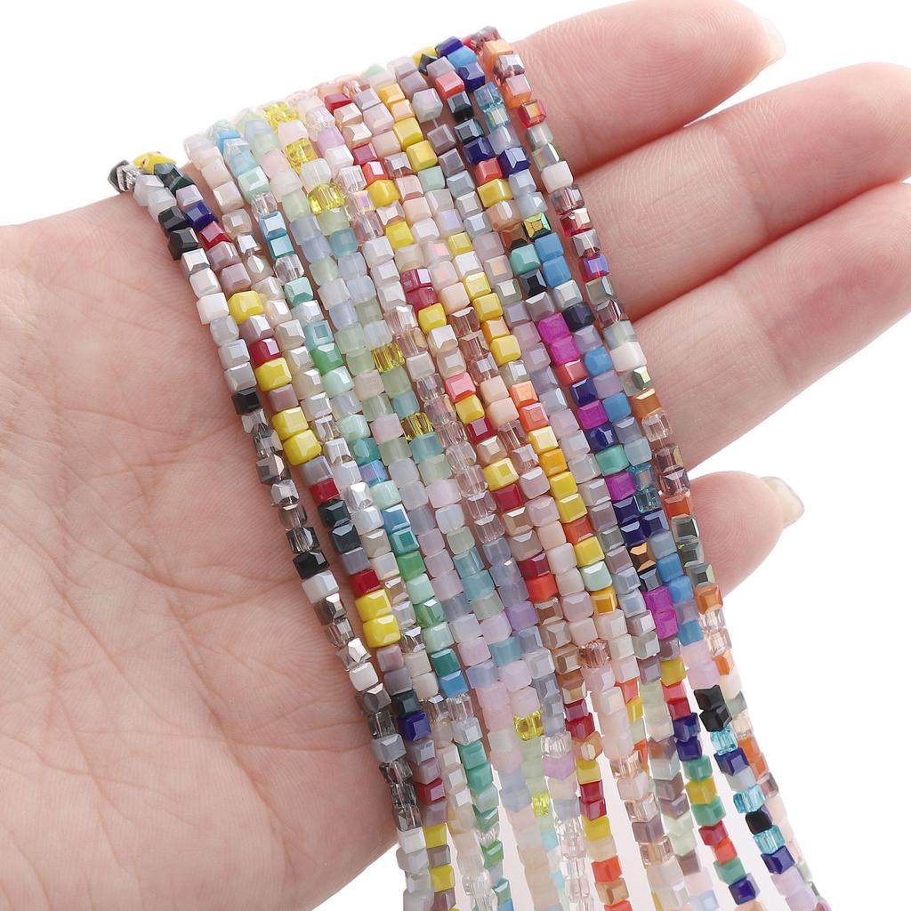 180Pcs Glass Surface Square Lnterval Bead For DIY Bracelets Necklaces Jewelry Making