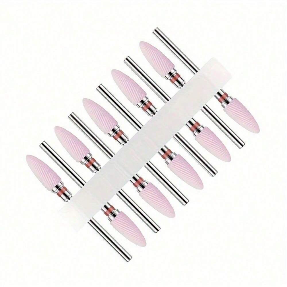 10pc/Set Ceramic Milling Cutter Nail Drill Bits Burr Gel Polish Remove Tools Cuticle Electric Manicure Files Kit Accessories