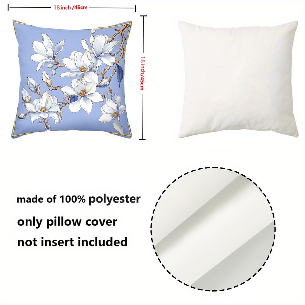 1 Pieces Bohemian White Magnolia Floral Throw Pillow Covers Pattern Cushion Cover Suitable For Sofa Bedroom Car Pillow Cover