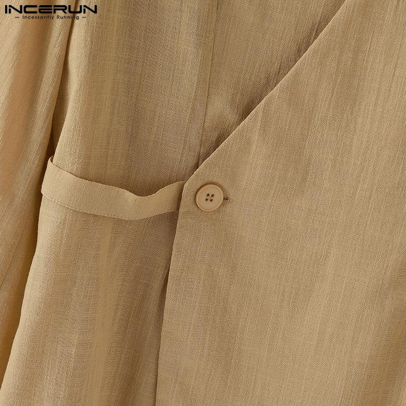 INCERUN Vintage Pánské Dlouhý Rukáv Přední Křížení Bavlna Ležérní Košile