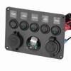 5-fach LED Kippschalterpanel mit digitalem Voltmeter Universell für Wohnmobil Auto Motorboot Grün