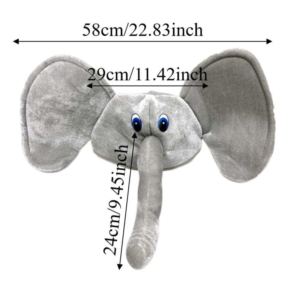 Long Trunk Plush Animal Hat Large Ears Cartoon Costume Cap Funny Kids Plush Elephant Hat Easter