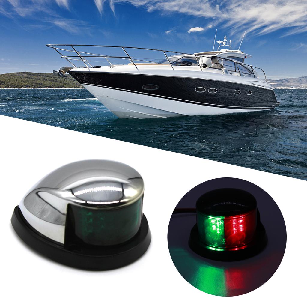 LED Boat Navigation Light Red and Green Marine Navigation Light Boat for Pontoon Yacht  12V Silver Plated Frame
