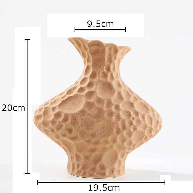 Creative Frosted Wrinkle Ceramic Vase Artificial Floral Decorative Flower Pots Desk Decoration Flowers Arrangement Modern Decor
