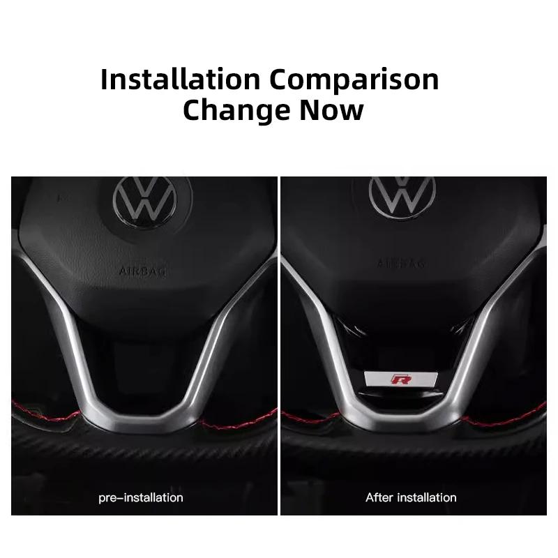 2025 Hot ABS Metal R Rline Emblem Car Steering Wheel Decoration Sticker For Volkswagen GTI R-Line Polo Golf Passat Scirocco Jett