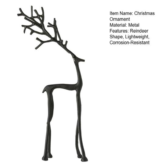 Black Reindeer Christmas Ornament Lightweight Metal Figurine Xmas Decoration Home Table Centerpiece Office Decor