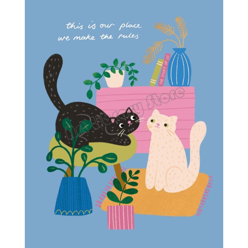 Süße Katzen The Eras Pfote Unsichtbarer Faden/Karma Ist Eine Katze Liedtext Illustration Poster Leinwandbild Wandkunst Bilder Heimdeko