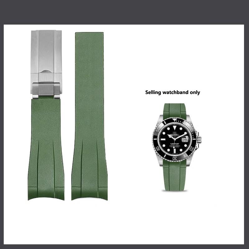 Silicone Watchband For Rolex DAYTONA SUBMARINER Yacht-Master GMT 20mm Black Dark Blue Red Brown White Green Rubber Watch Straps