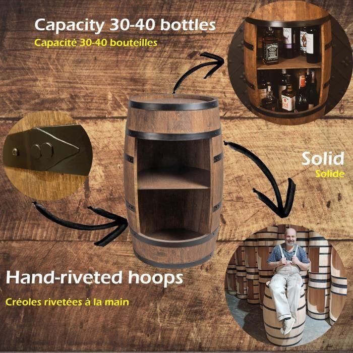 Casier À Vin - Creative Cooper - Tonneau En Bois - 80cm - 40 Bouteilles - Wengé