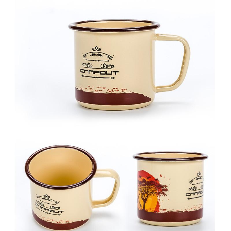 Outdoor Back To Ancients Creative Enamel Camping Mug 300ml Metal Enamel Coffee Tea Camping Hiking Backpacking Fishing Picnic