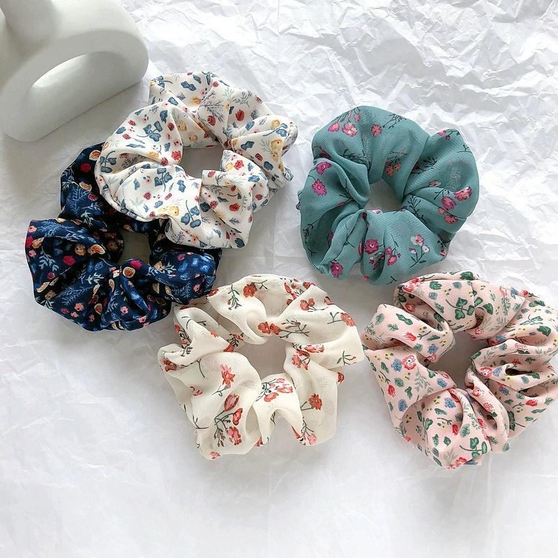 5Pcs Fragmented Large Intestine Hair Circle,French Fabric Hair Cord Small Fresh Headband Hair Accessory,Travel Accessories