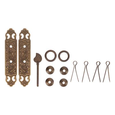 2set Cabinet Faceplate Lucky Pattern Vertical Type Straight Handle Bronze Chinese Brass Door Pull