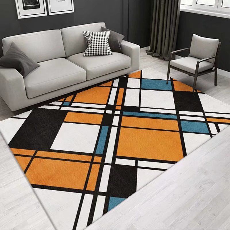 Simple Ins Light Luxury Orange Carpet Living Room Coffee Table Mat Nordic Modern Room Bedroom Bedside Rug Household Floor Mat