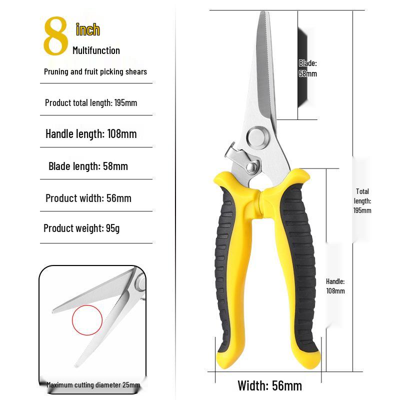 Stainless Steel Garden Pruning Shears: Grafting, Budding, Flower, Branch, and Grape Picking Scissors