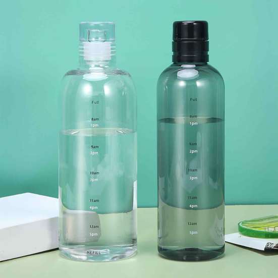 500/750ml Water Cup Time Marker Bottle BPA Free Leakproof Transparent Sports Water Bottle Fitness Gym Bottle