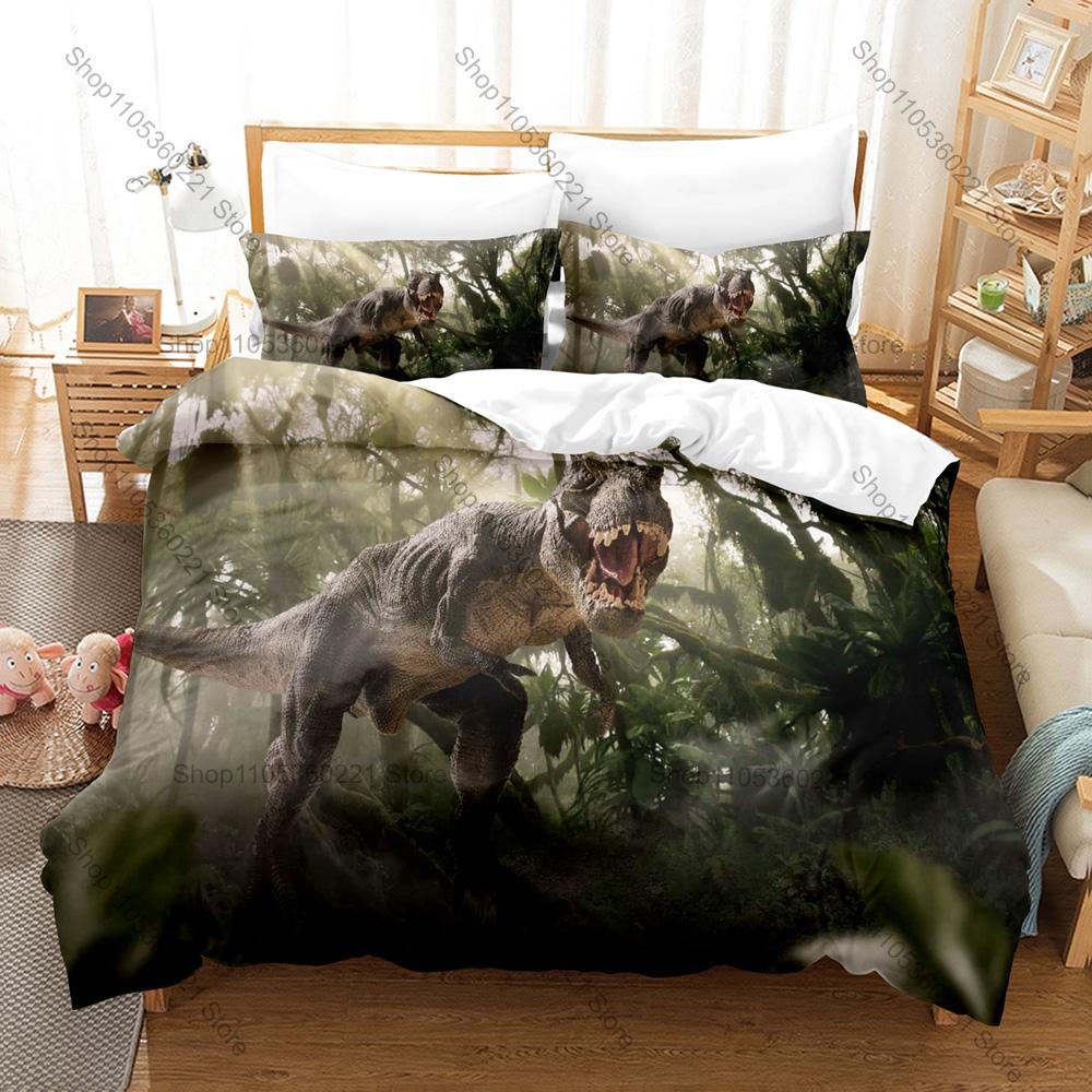 Dinosaur World 3PCS Bedding Set Duvet Cover And Two Pillowcases Microfiber 3D Digital Printed Cartoon Bed Linens Home Decor