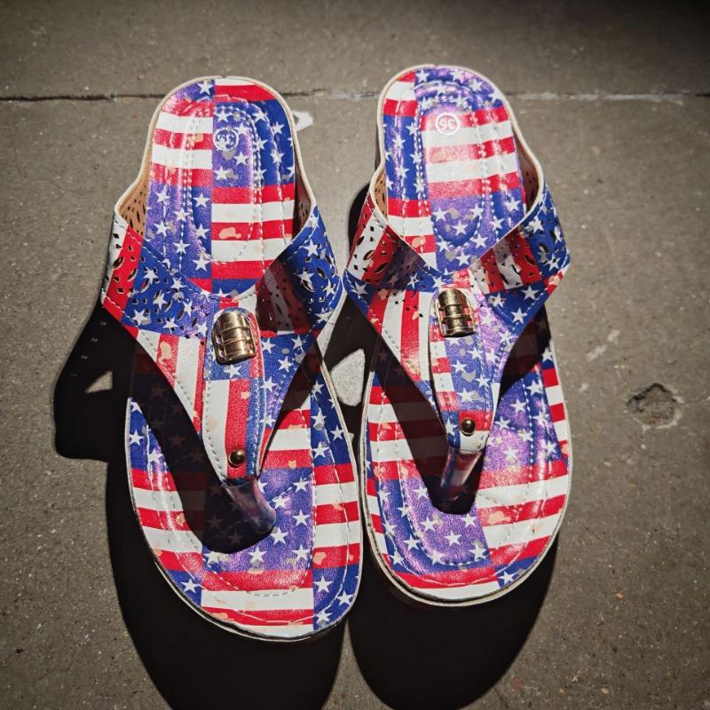 

Большой размер шлепанцы женские летние новые шлепанцы с национальным флагом женские TEUM 45