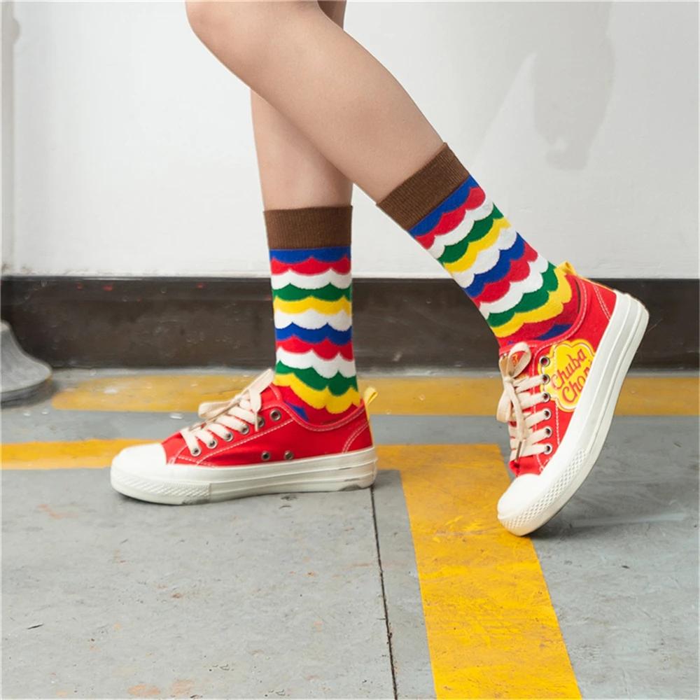 Dropship Happy Funny Art Dress Color Lot Men'S Winter Fashion Socks Rainbow Set Colorful Stripes Sokken Business Unisex Casual