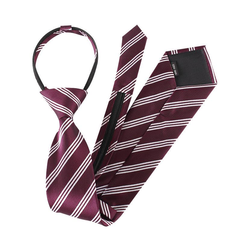 Men'S Business Dress No Knots Lazy Zipper Tie 8Cm Professional Work Blue Stripes Easy To Pull Wide Tie