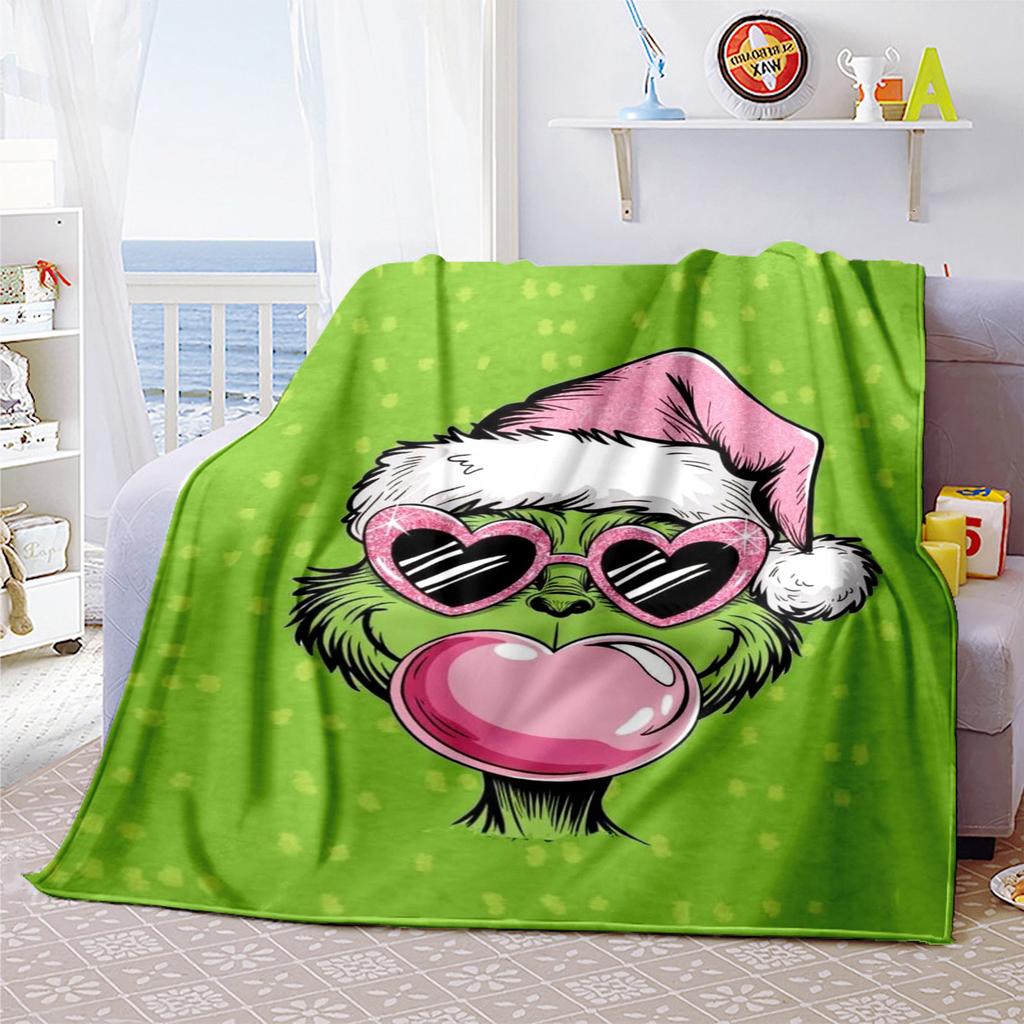 Christmas Gift Comedy Movie How the Grinch Stole Christmas blanket home warming, four season bed decoration sofa cover flannel throwing blanket K10