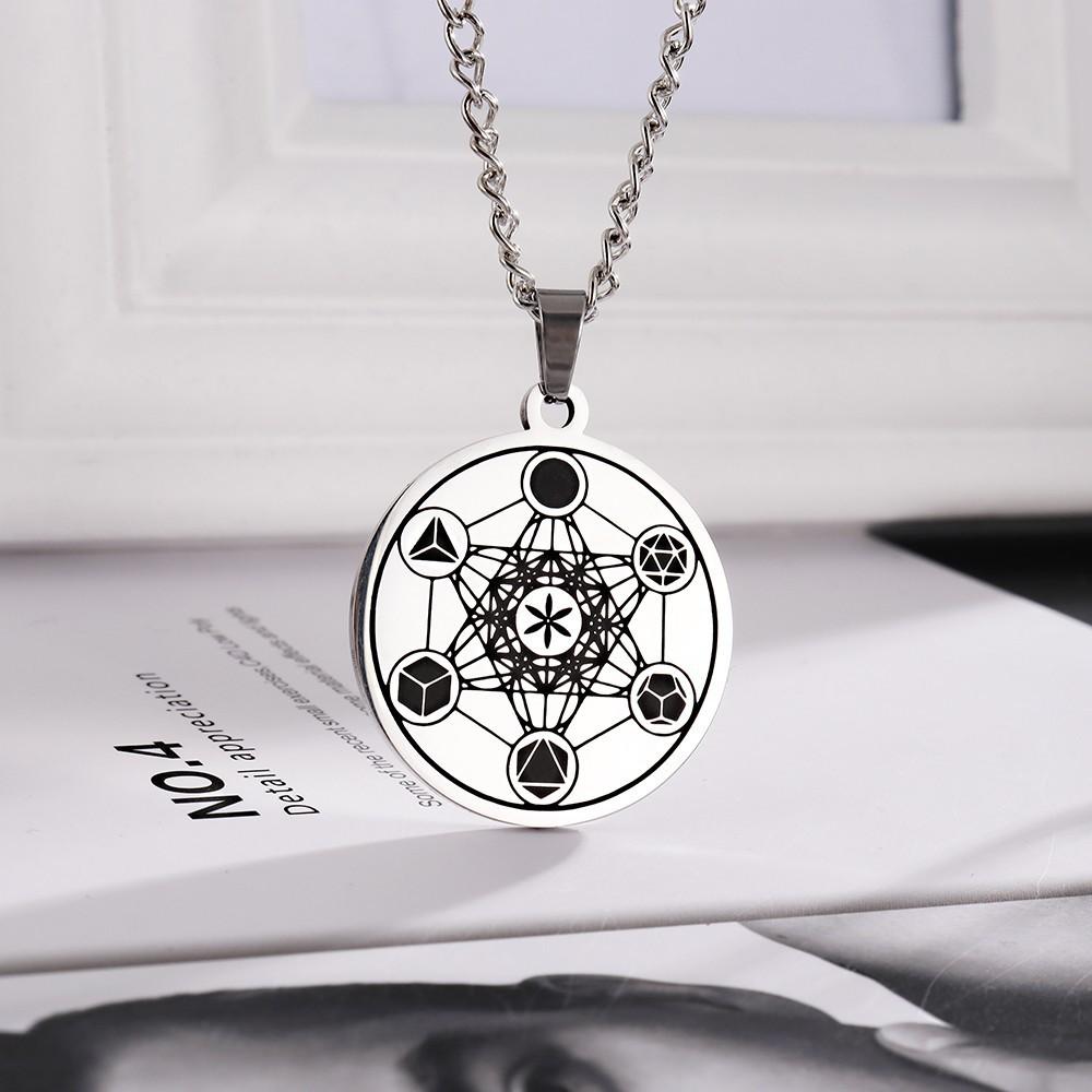 Metatron's Flower of Life Angel Solomon Pendant Titanium Steel Necklace