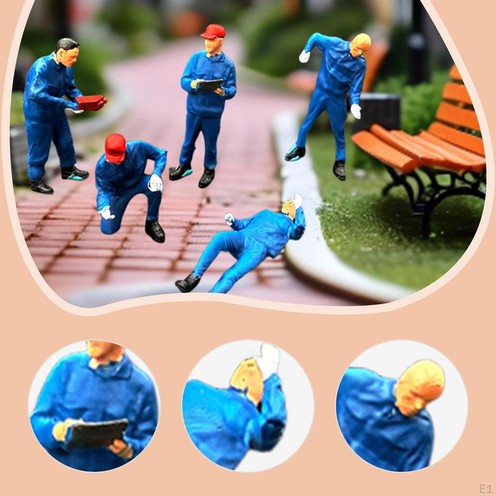 5 Pieces 1/64 Scale Miniature Figures Mini People Figurines Car Tiny DIY Projects Collectibles Micro