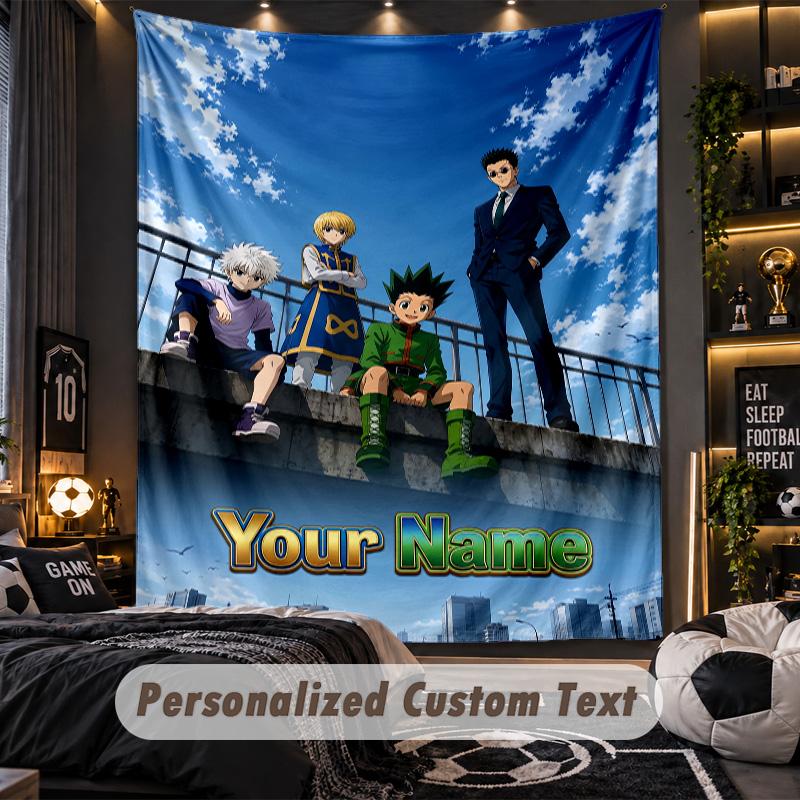 Personalized Wall Tapestry,Hunter × Hunter Custom Printed Name, Fabric Wall Art For Indoor Room Backdrop