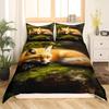 Animal Theme Fox Three-Piece Quilt Cover Digital Printing Bedding Set Bed Cover