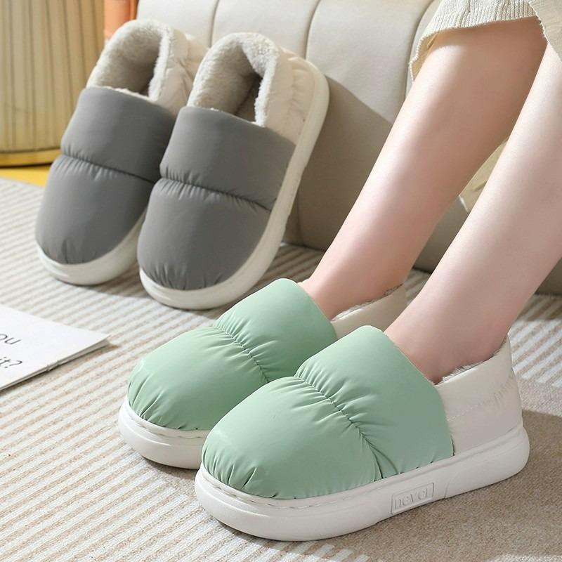 Cotton Slippers Home Indoor Winter Warm Plush Slippers Women's Candy Color Couple Bag and Cotton Mop Men's Outer Wear