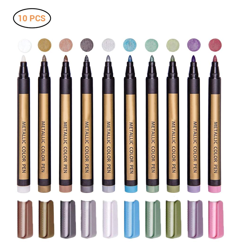 10 szt. Metaliczne markery w różnych kolorach, pisaki do malowania do scrapbookingu, rękodzieła, DIY albumu ze zdjęciami, sztuki