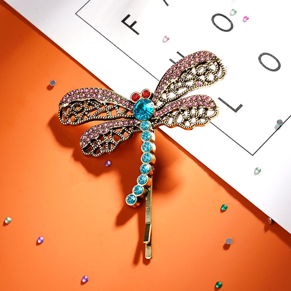 Horror Movie Fantasy Crystal Dragonfly Hair Clip Brooch For Girls Cute Animal Hairpin Beautiful Retro Hairpins