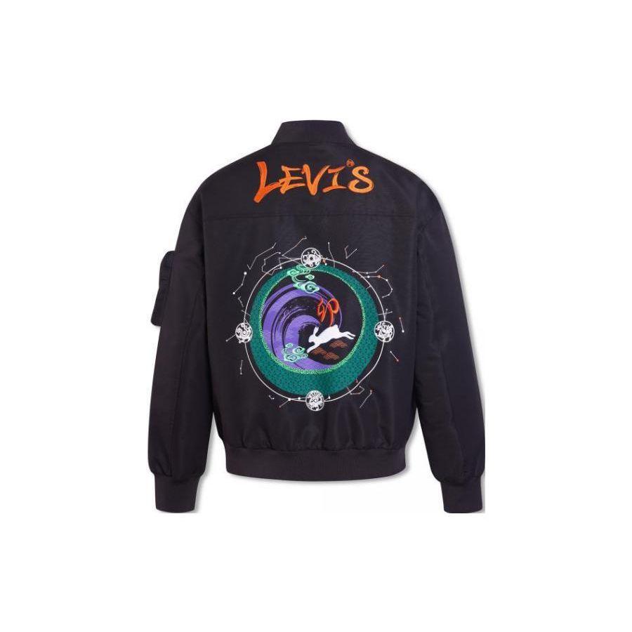Levis Solid Color Baseball Collar Zipper Casual Cotton Jacket Men Jackets Black A5412-0000