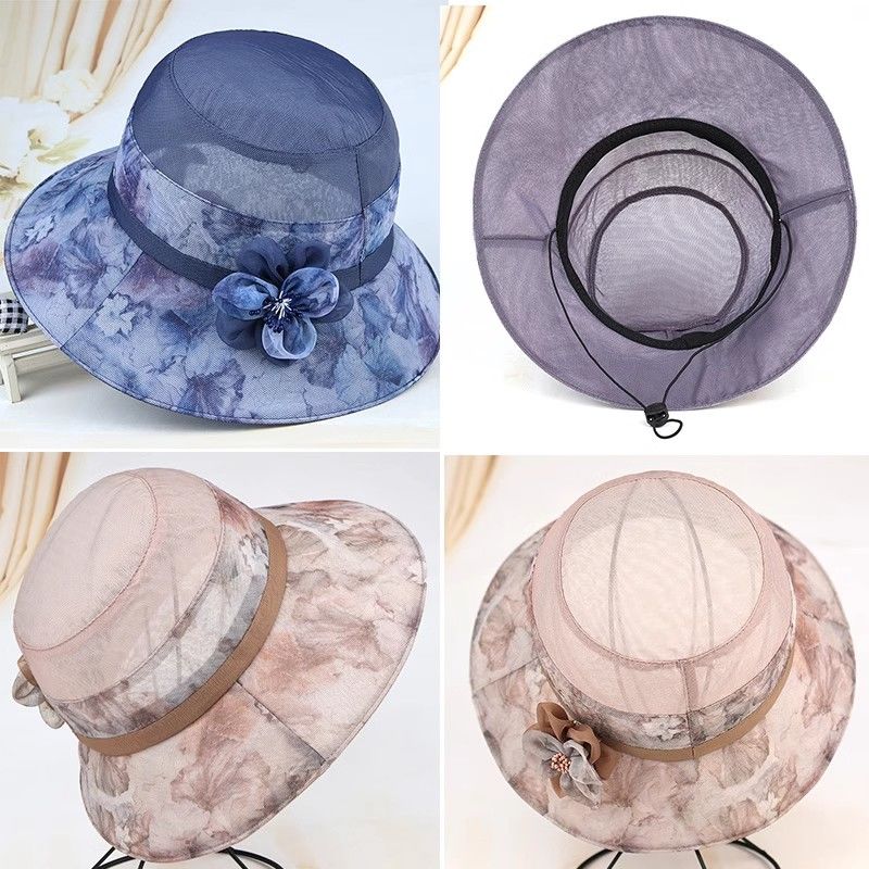 Summer Large-brimmed Sun Hat, Ladies Mother Sun Hat, Summer Thin Section Grandmother Sunscreen Basin Hat Middle-aged and Elderly Hat