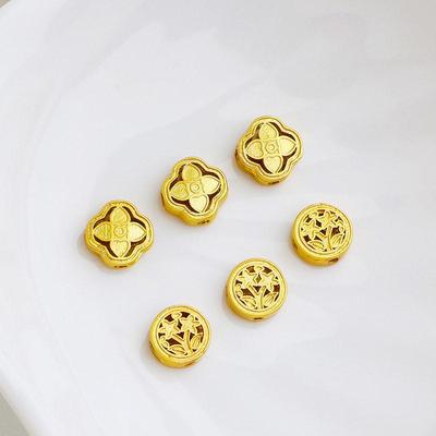 18k Goudkleurig Mat Vierbladig Klaver Holle Afstandhouder Kralen voor DIY Retro Accessoires.