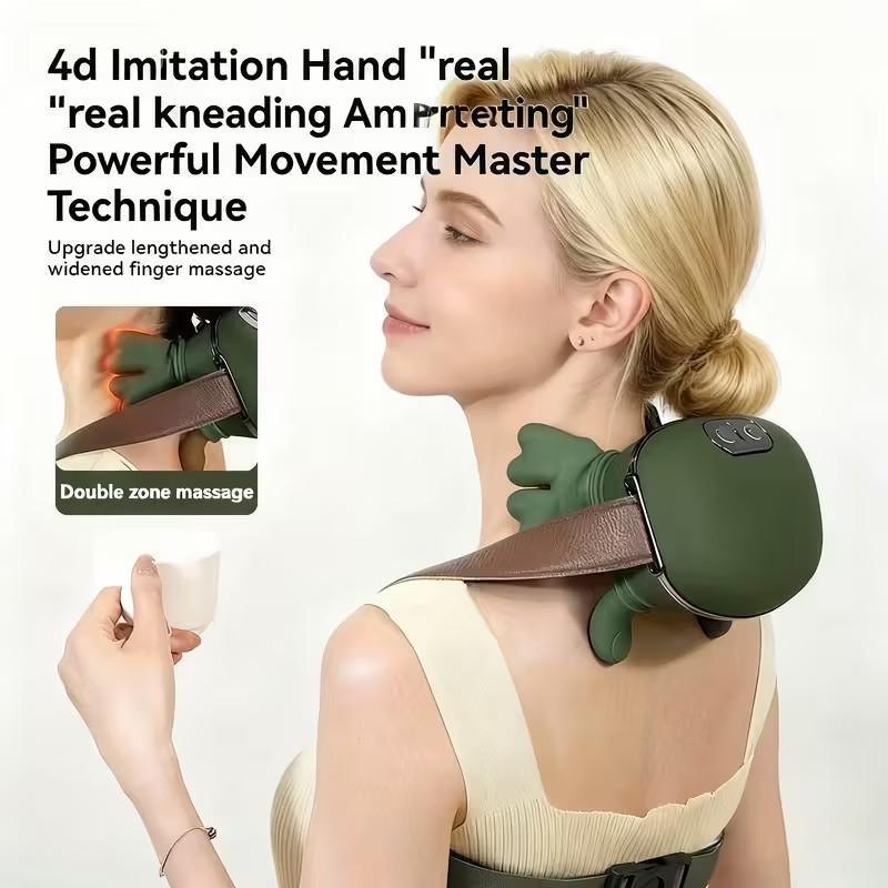 Fashion  New USB Rechargeable Heated Massage Device for Neck and Shoulders Relieves Fatigue Deep Kneading Massage Gift for Parents Birthday Present