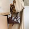 Korean Style Retro Shoulder Bag Solid Color Bowling Bag Fashionable Underarm Bag  Travel