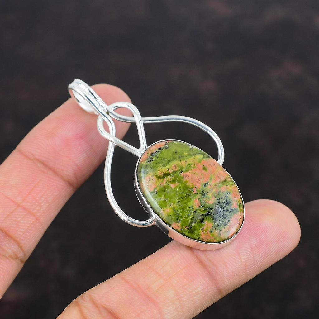 Unakite Pendant Handmade Gemstone Jewelry Elegant Pendant 925 Sterling Silver Pendant Statement Pendant Dainty Unakite Jewelry Gifts For Him
