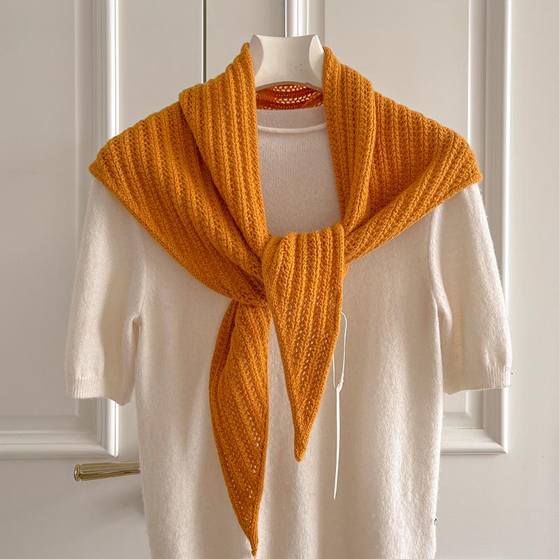 Australian Wool Knitted Triangle Scarf Women Winter Solid Color Scarf Windproof Thick Warm Neck Protection Scarves