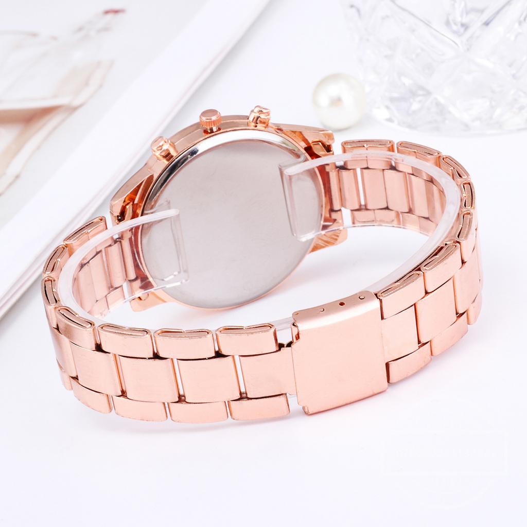 Luxury Quartz Watch Women Business Fashion Casual Round Rhinestone Rhinestone Silver Stainless Steel Strap Watch