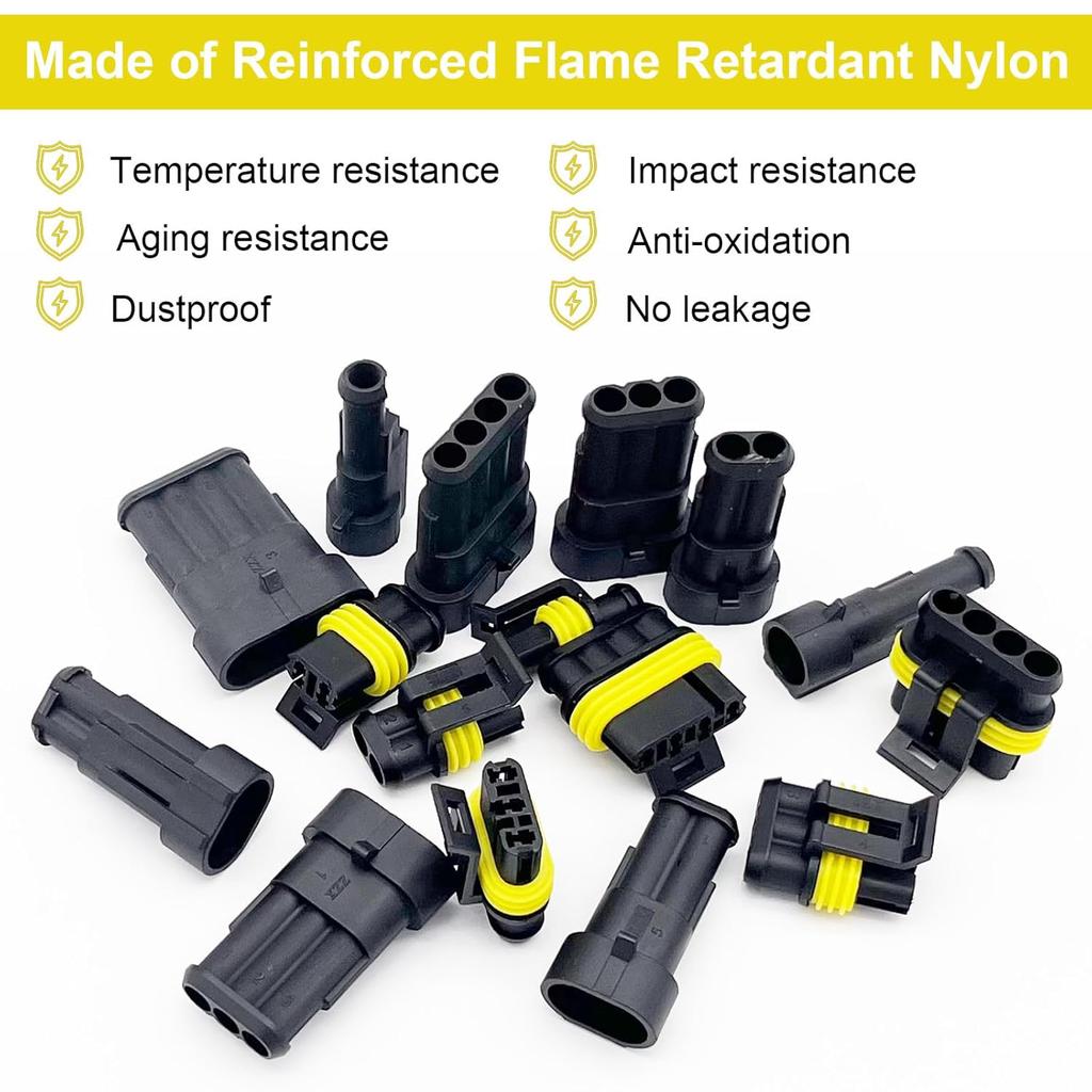 352Pcs Waterproof Car Electrical Connector Terminals Automotive Electrical Wire Connector Plug Kit 1/2/3/4 Pin Connectors Male And Female