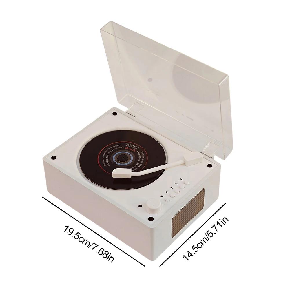 Portable CD Player Bluetooth Speaker Retro Turntable Speaker Support CD BT USB 3.5mm AUX Desktop CD Player for Phone Desktop PC
