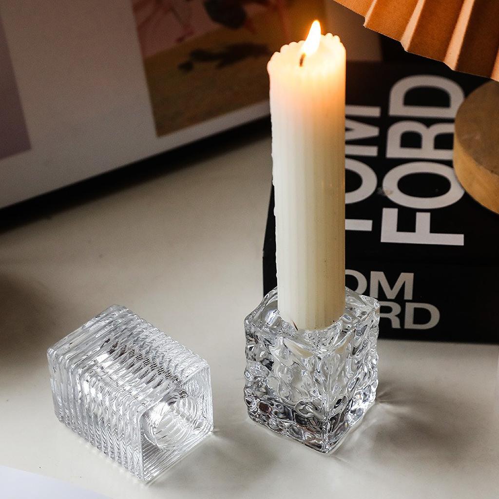 Small Glass Tea Light Candle Holders Clear - Mini Votive Set for Table Centerpiece, Modern Dining Decor with Floating Candle