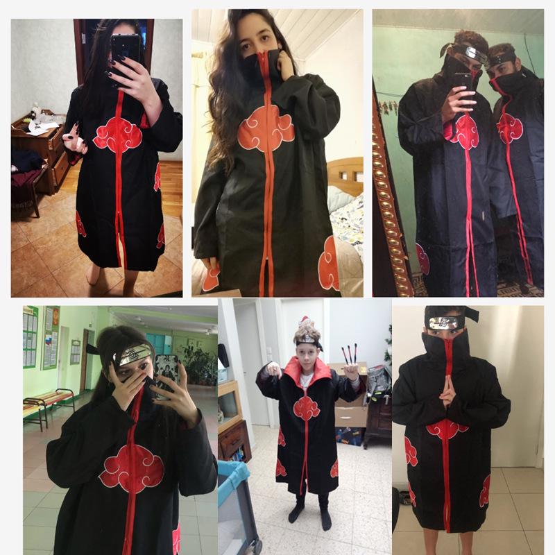 Set pláště Akatsuki s červenými mraky: Obsahuje plášť Naruto, prsten, doplňky čelenky - Ideální pro halloweenský kostým