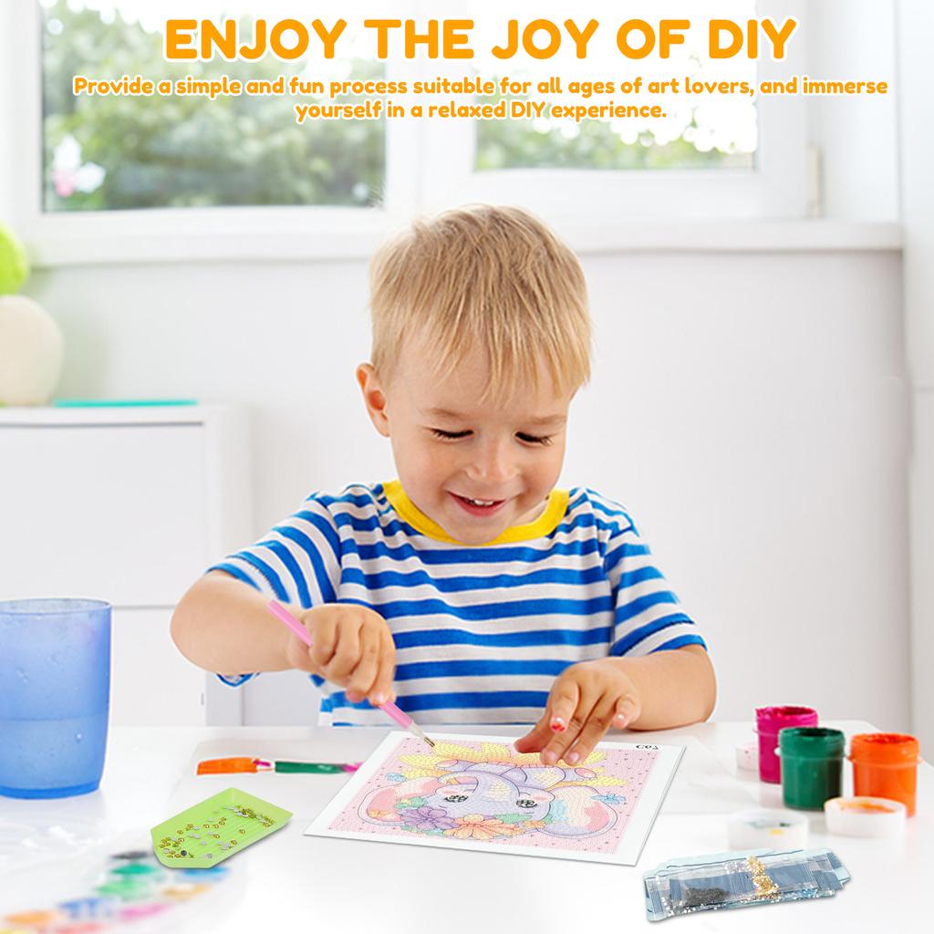6er-Pack Diamond Painting Kits für Kinder Anfänger Full Drill Cartoon Niedliche Tiere Diamond Art Kits DIY Große Edelstein Kunst Heim Wanddekoration