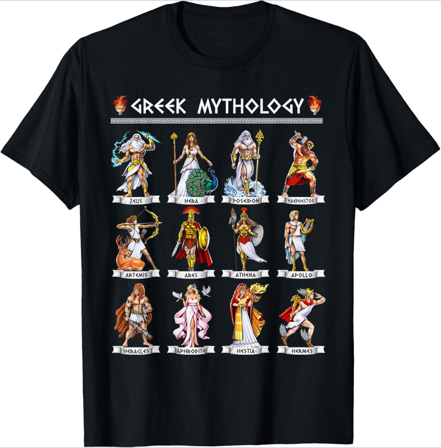 Greek Mythology Gods Ancient Greece design100 cotton summer casual Oneck short sleeve printed Unisexs Tshirt S