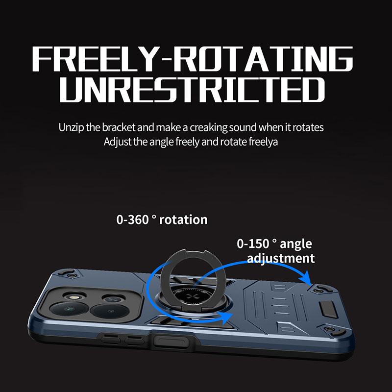 For Xiaomi Redmi A5 A4 A3 15 15C 171 14C Turbo 4 Pro Note 14 Pro Plus 4G 5G Phone Case, Armor Rotating Ring Shockproof Cover