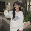 Casual White Thin Bottoming Shirt Spring and Summer Loose Unique Long-sleeved T-shirt Women's Tops