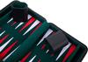 Pochette de jeu Backgammon de voyage 9" Similicuir rouge - fermeture Zip - Interieur feutré: vert/rouge/blanc - 250502