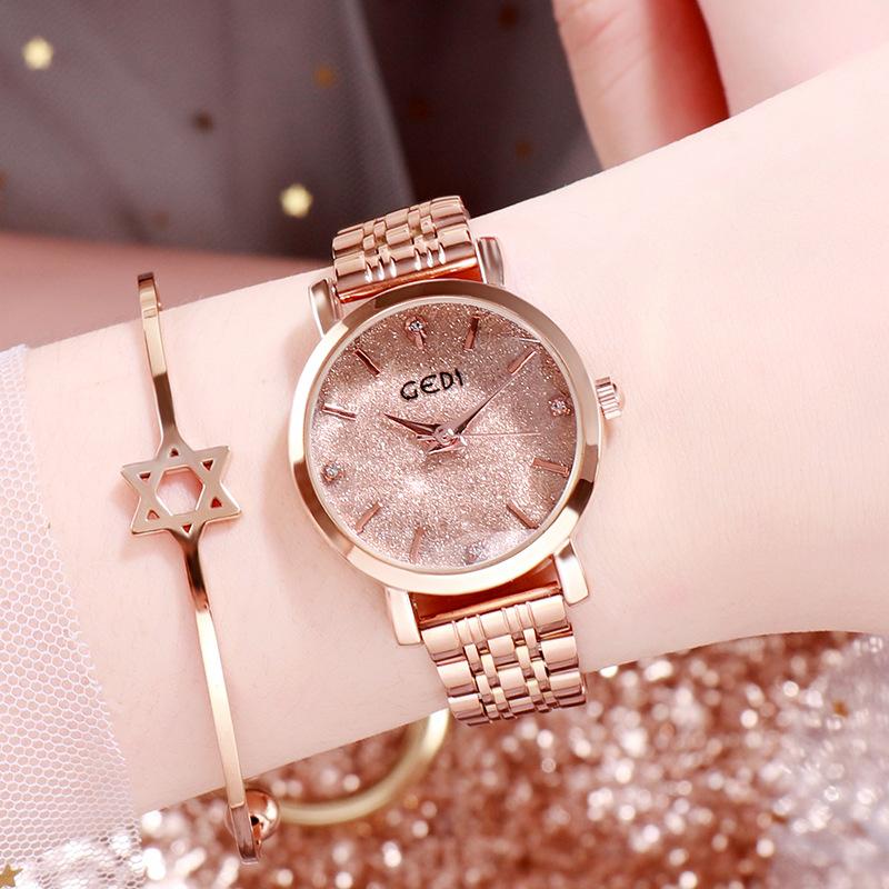 Star Women'S Watch Fashion Girl Hand Watch Versatile Casual Calendar Strap Star Watch