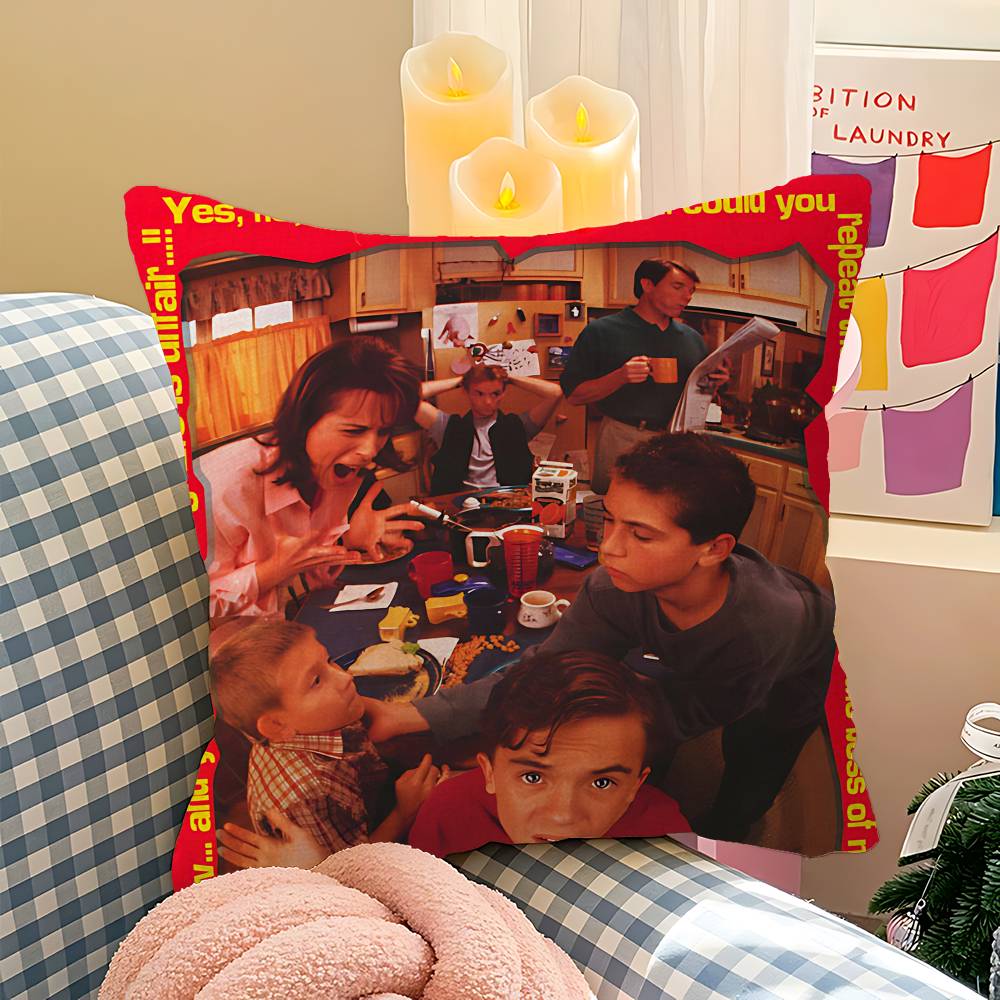 M-Malcolm In The Middle Pillow Covers Cartoon Sofa Decorative Home Double-sided Printing Short Plush Cute Cushion Cover